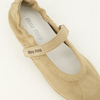 Chaussures plates Plume Ballet Flats in Beige Suede Miu Miu Beige Femme