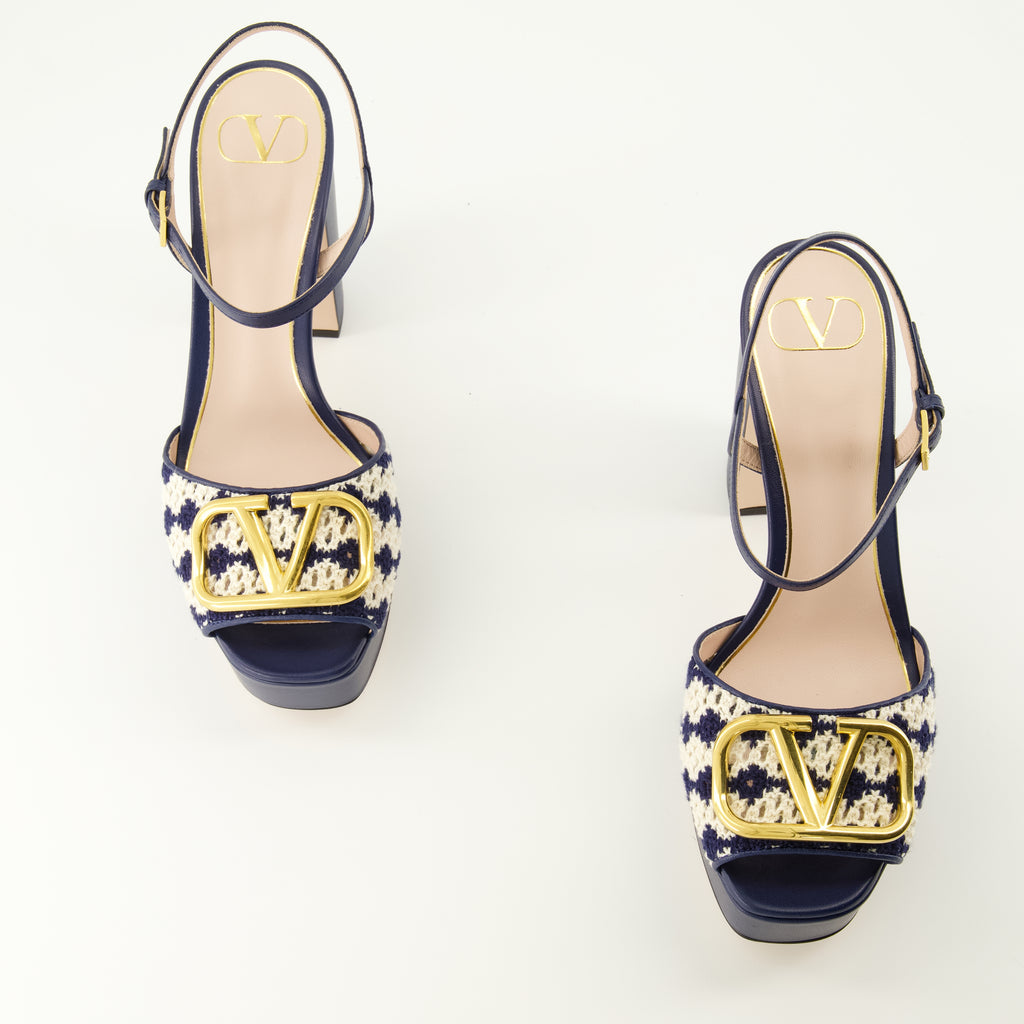 Chaussures ouvertes VLogo ネイビーブルーヒール Valentino Garavani Bleu foncé Femme