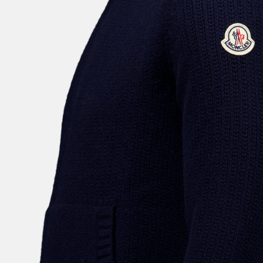 Maille ネイビーブルーのウールカーディガン Moncler Bleu foncé Homme