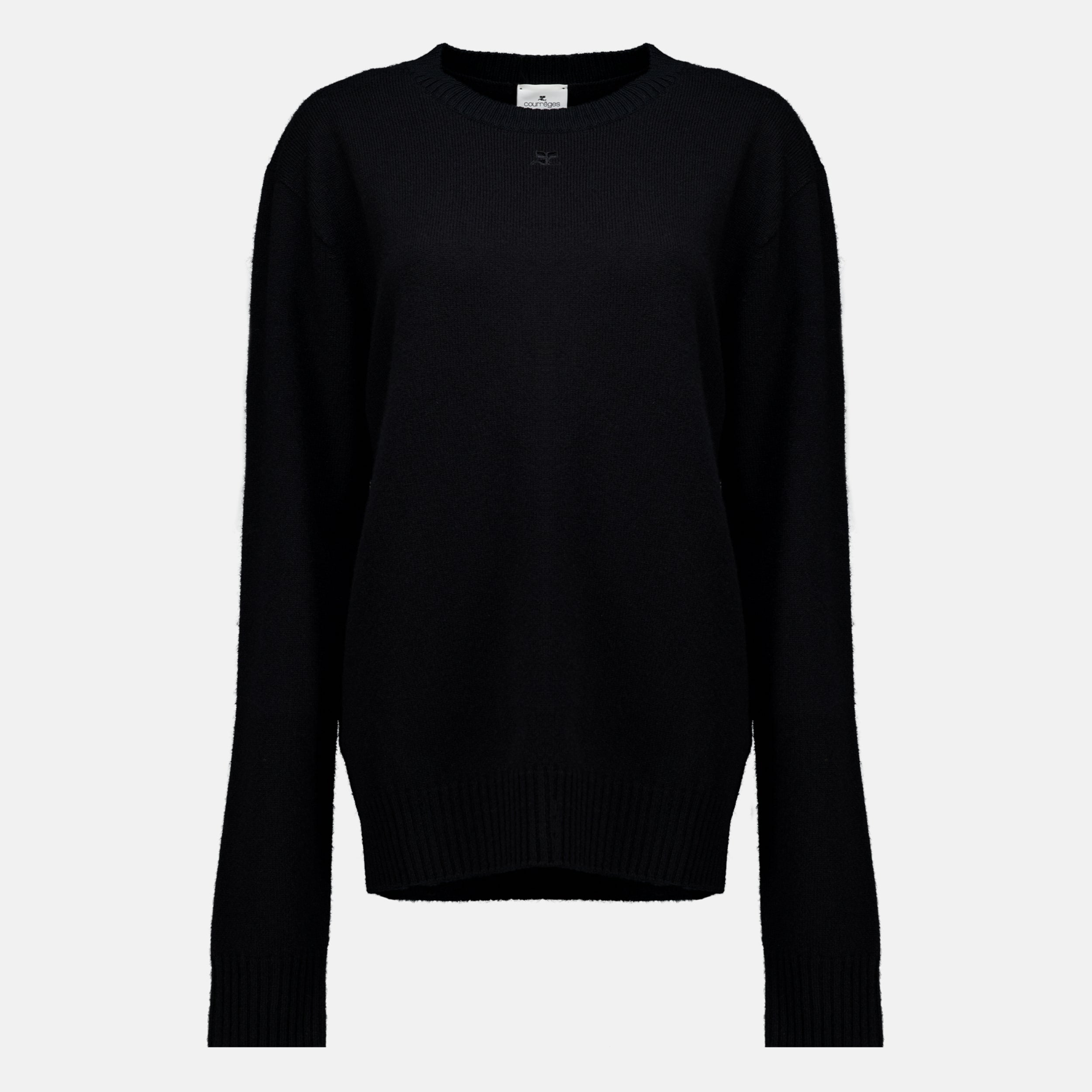 Maille Schwarzer Wollpullover Courrèges Noir Femme
