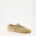 Chaussures plates Plume Ballet Flats in Beige Suede Miu Miu Beige Femme