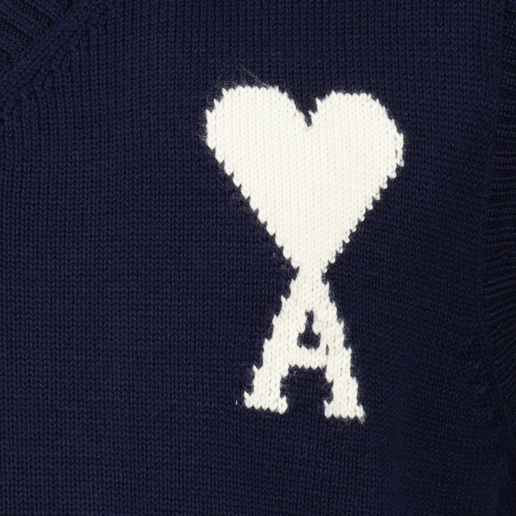 Image de l'article Pull sans manches AMI de coeur bleu marine de la marque Ami PARIS pour Unisex - Saison Printemps-Été 2026 - Vue détaillée_2