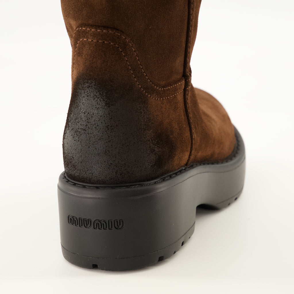 Bottes Bottes Moro en suède marron Miu Miu Marron Femme