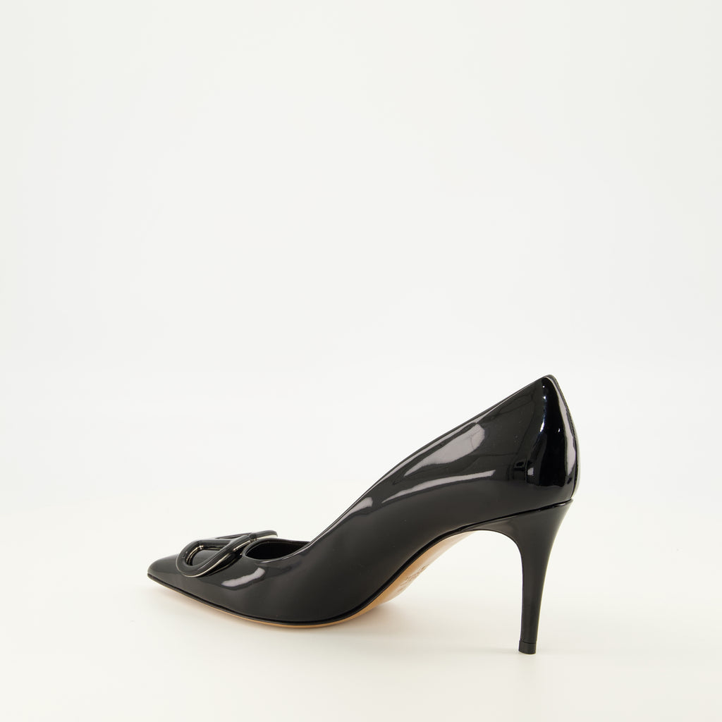Escarpins VLogo Décolleté Nere in Pelle Verniciata Valentino Garavani Noir Femme