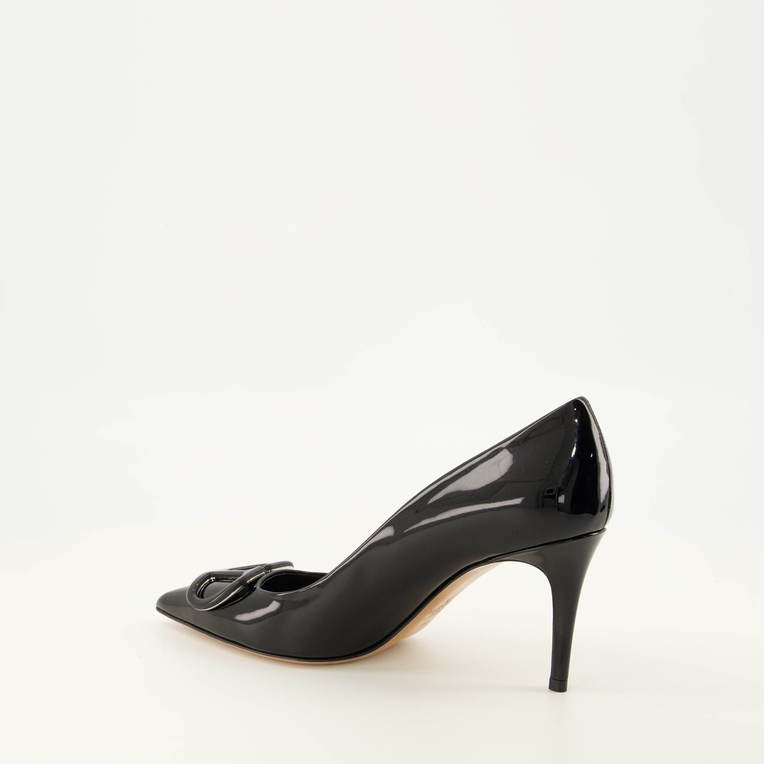 Escarpins VLogo Décolleté Nere in Pelle Verniciata Valentino Garavani Noir Femme