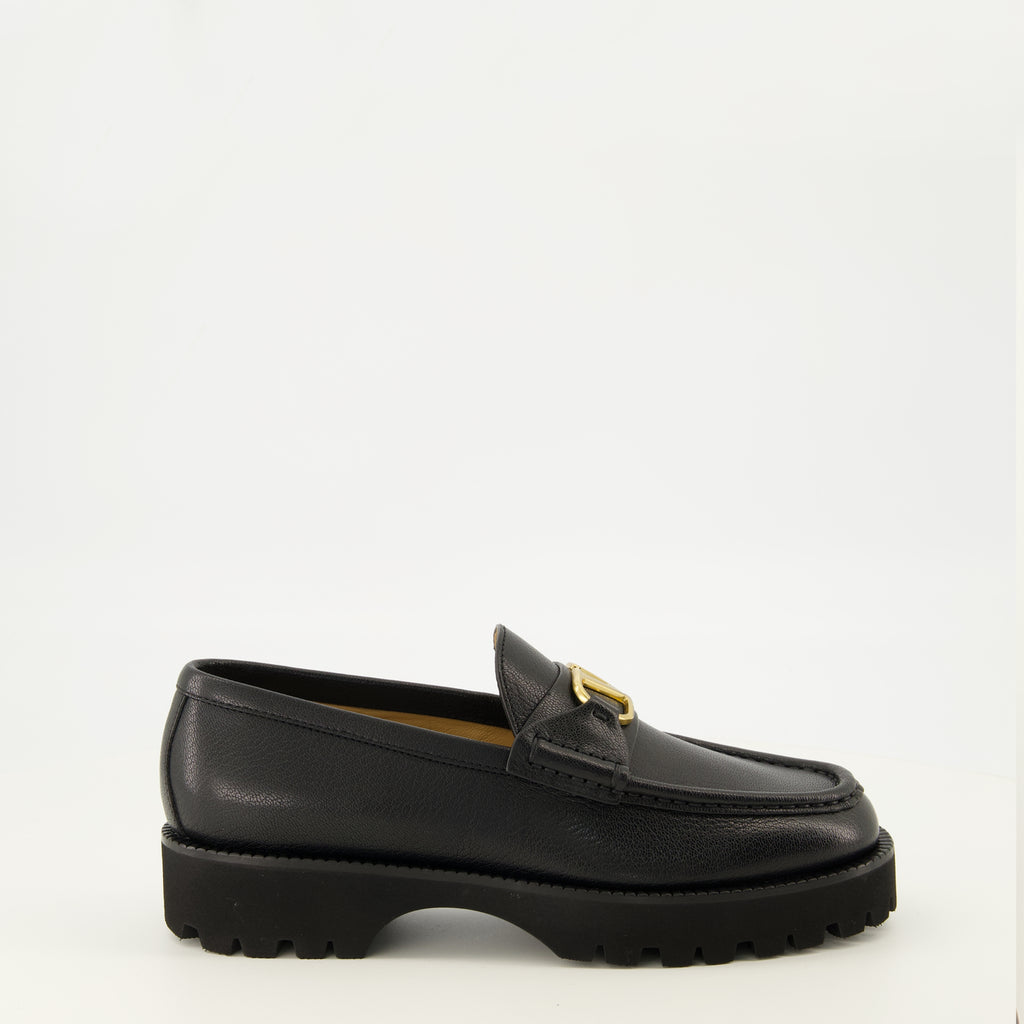 Mocassins VLogo 가죽 로퍼 - 블랙 Valentino Garavani Noir Femme