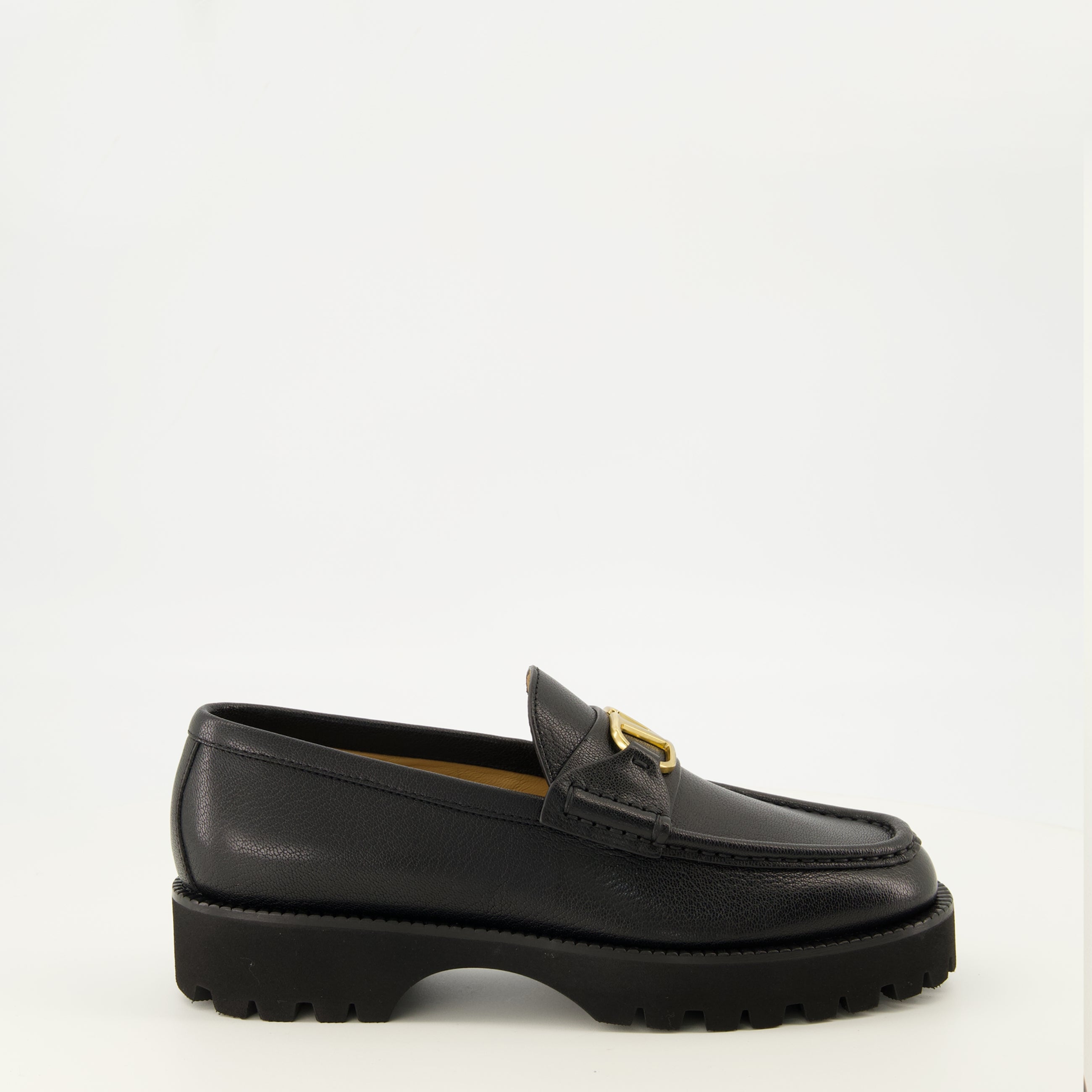 Mocassins VLogo 가죽 로퍼 - 블랙 Valentino Garavani Noir Femme