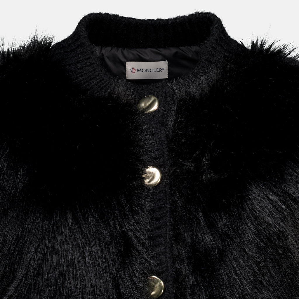 Maille Black Alpaca and Wool Cardigan Moncler Noir Femme