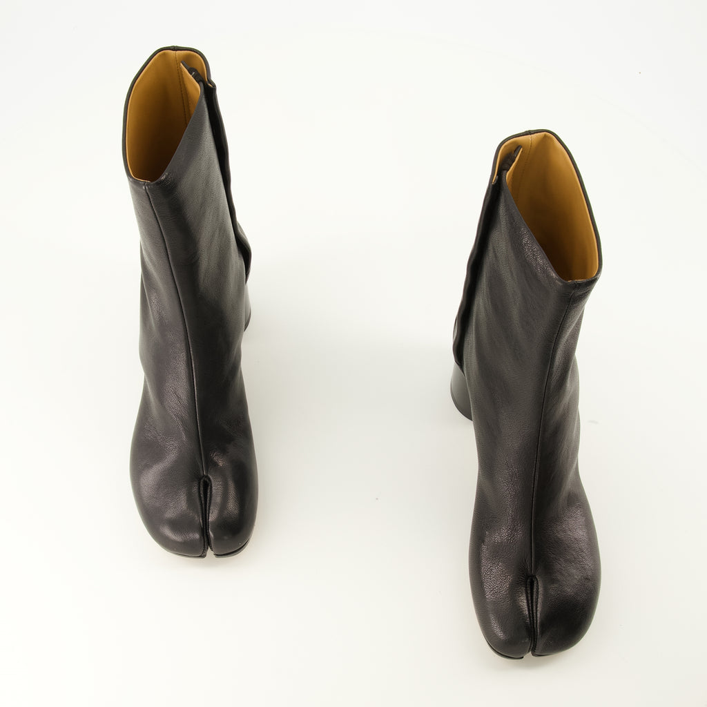 Bottines 블랙 타비 가죽 앵클 부츠 Mm6 Noir Femme