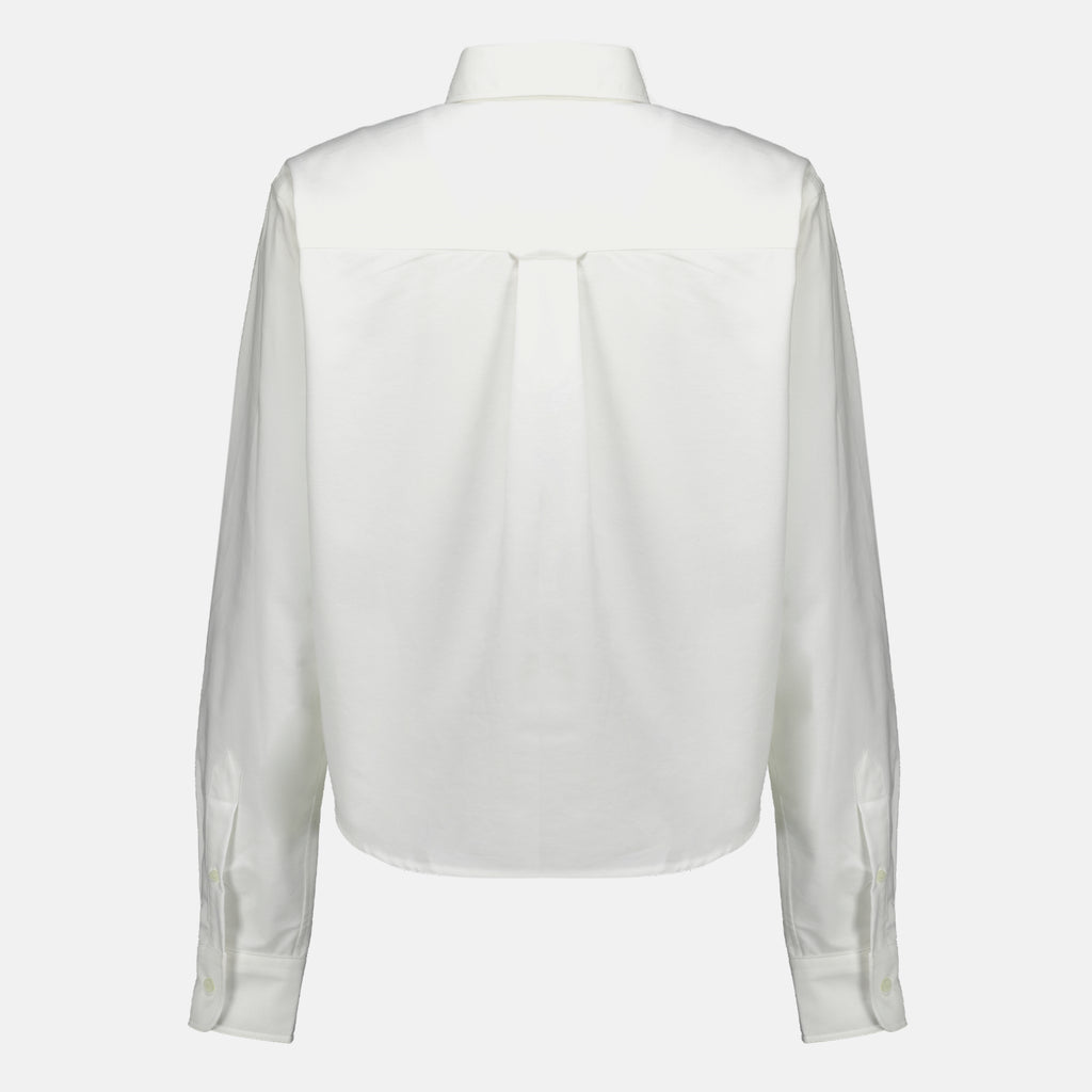 Chemises Camicia Corta Bianca in Cotone Ami PARIS Blanc Femme