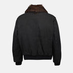 Manteaux Blouson à col fourré Prada Noir Homme