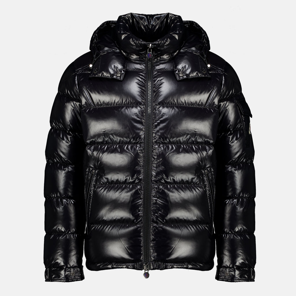 Manteaux Casaco Maya Preto Acolchoado em Nylon Brilhante Moncler Noir Homme