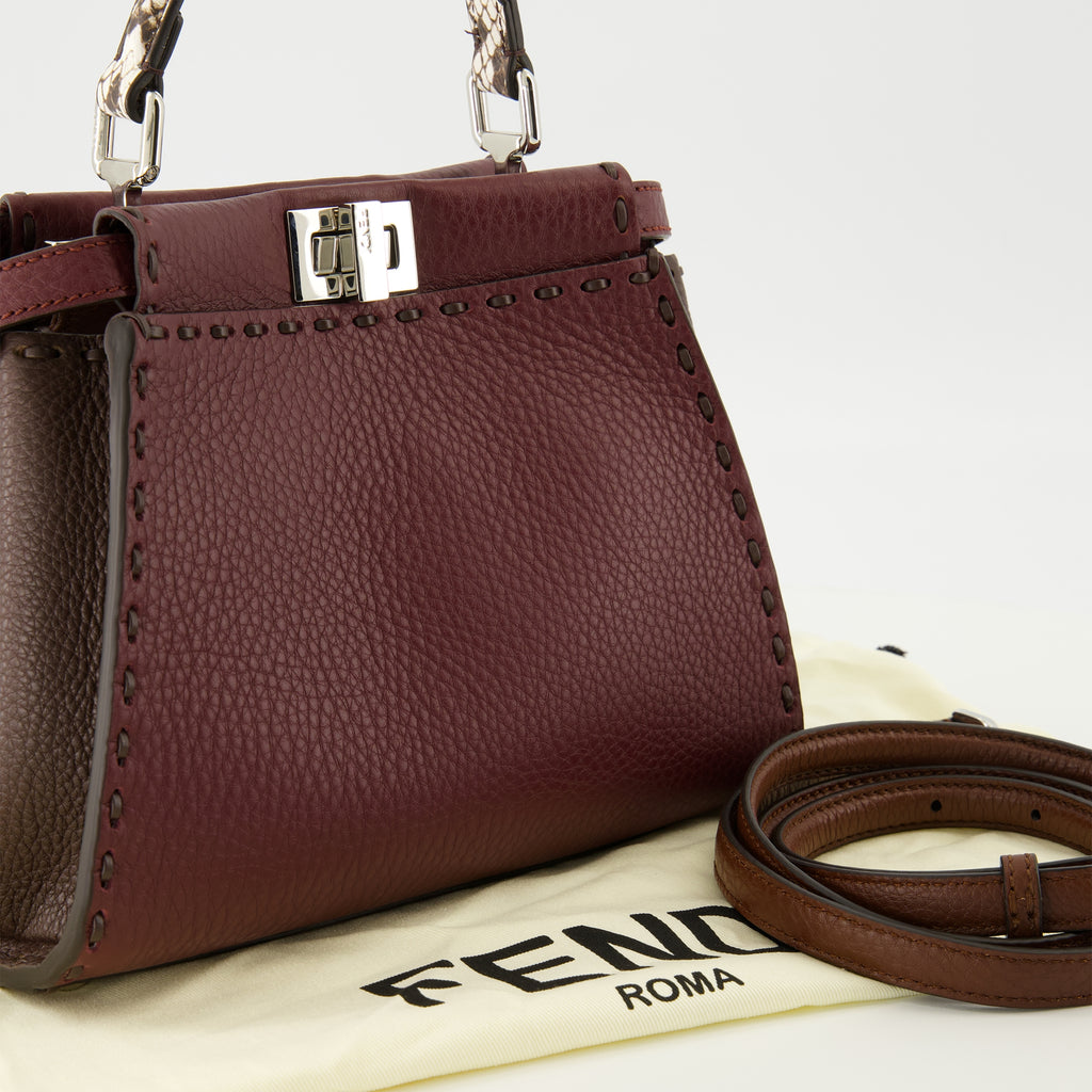 Sacs à main et épaule Mini Peekaboo bordeaux Fendi Bordeaux Femme