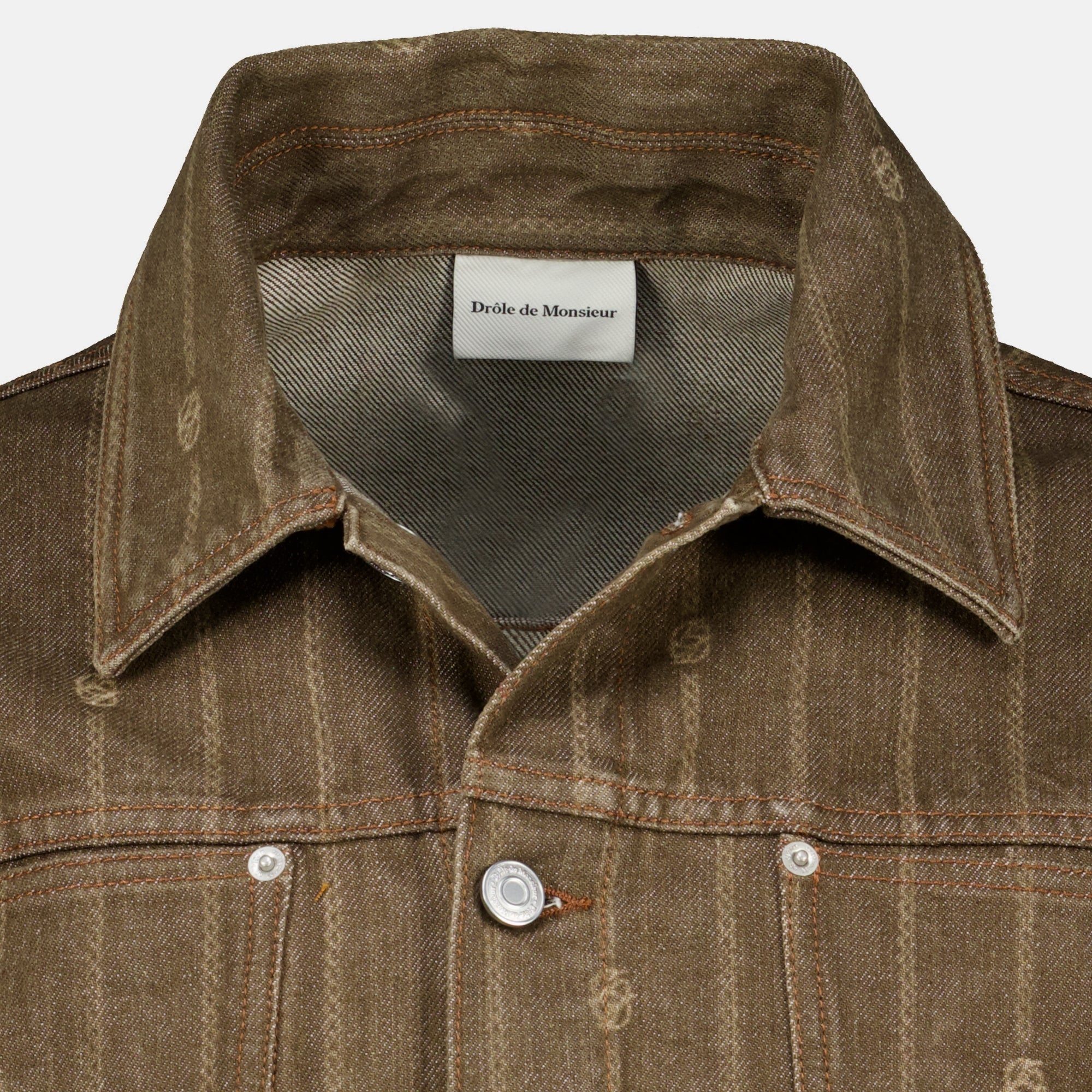 Vestes Brown Denim Monogram Jacket Drole De Monsieur Marron Homme