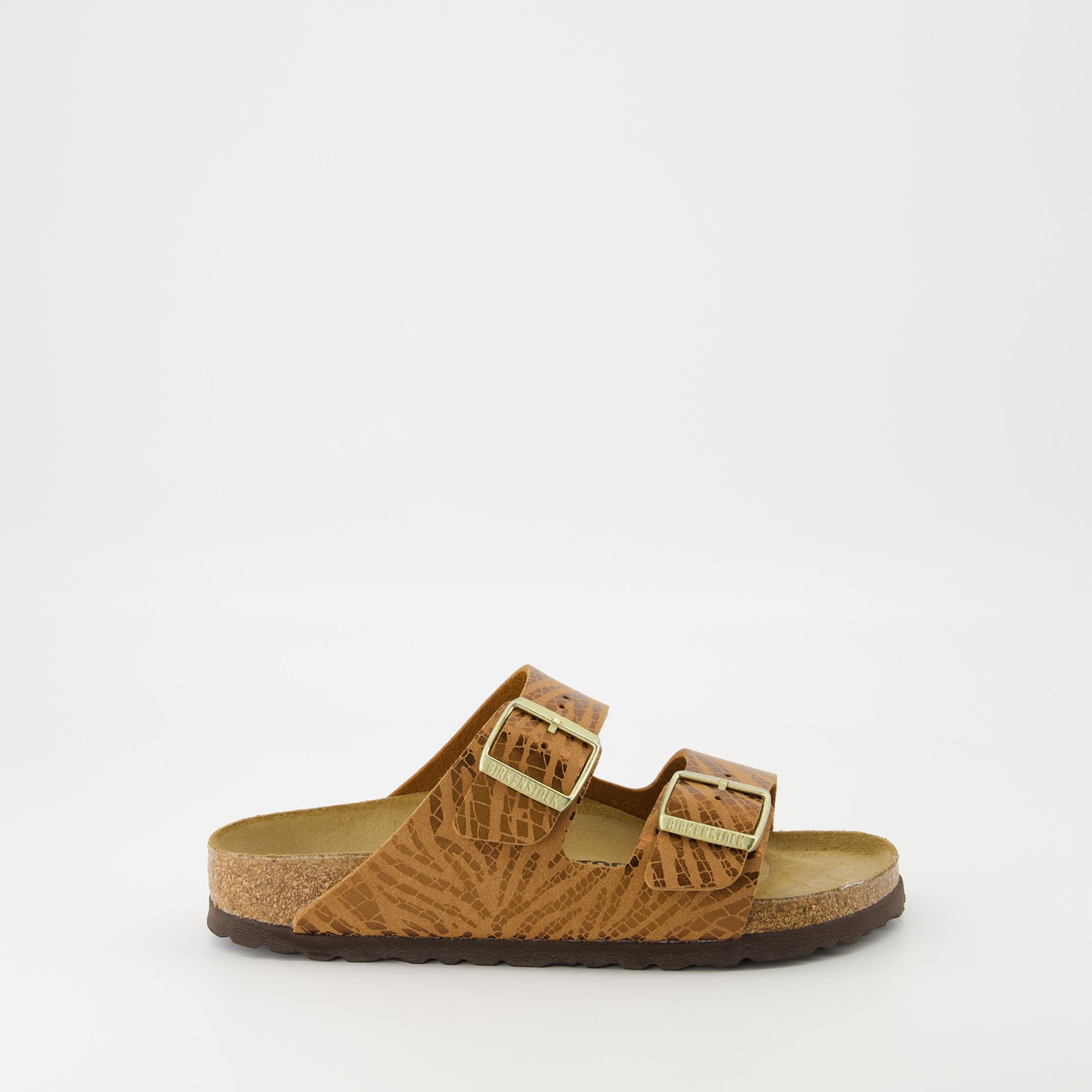 Chaussures ouvertes Sandales Arizona à motif zèbre Birkenstock Marron Femme