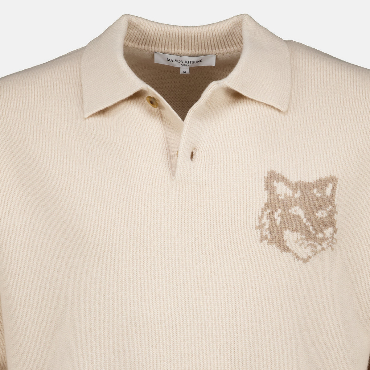 Polos Pull polo en laine beige Maison Kitsune Beige Homme