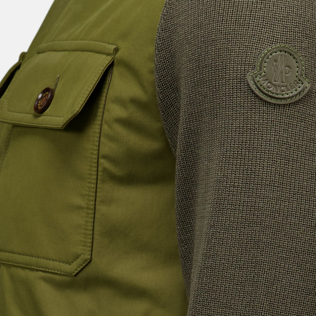 Vestes Cardigan en maille kaki Moncler Kaki Homme