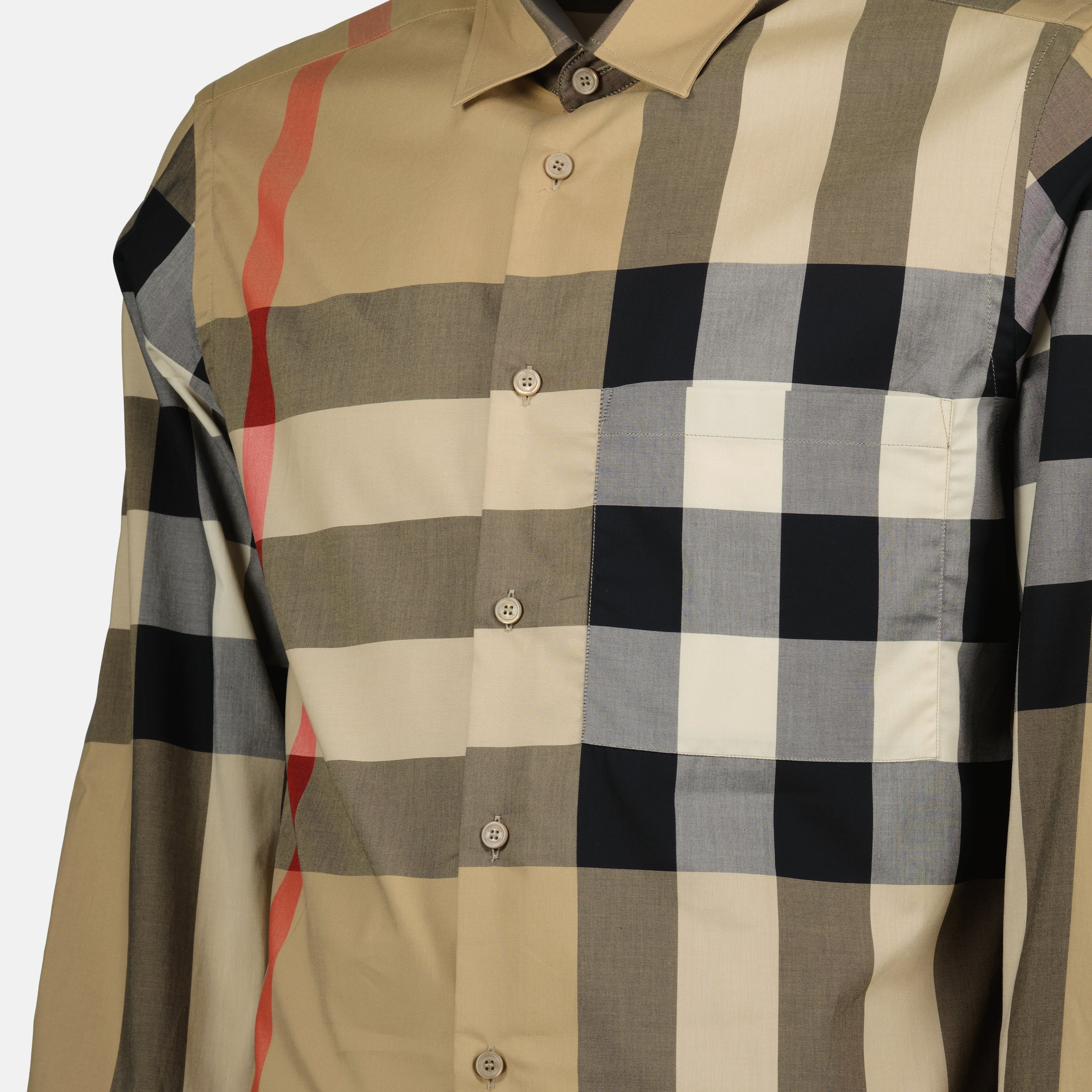 Camicie Camicia a Righe Check Burberry Beige Homme