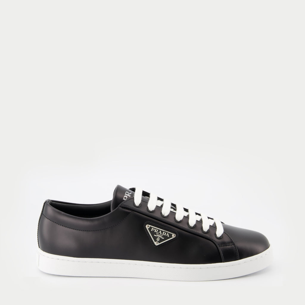 Sneakers Baskets en cuir brossé Prada Black Homme