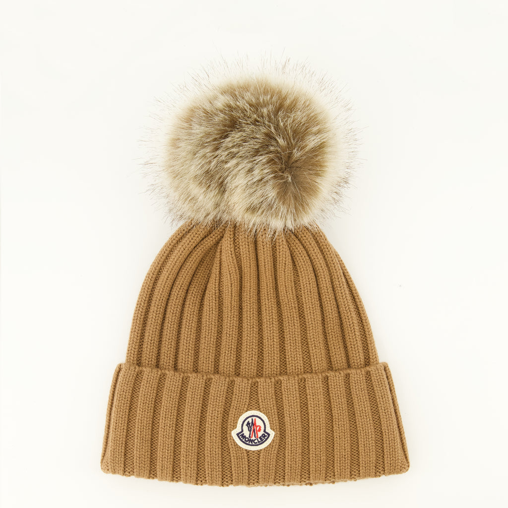 Chapeaux, casquettes et bonnets Chapéu de lã castanho com pompom Moncler Marron Femme