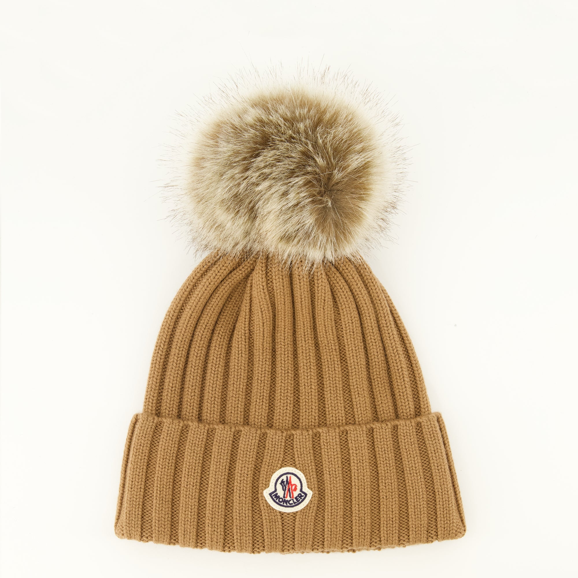Chapeaux, casquettes et bonnets ポンポン付きブラウンウールハット Moncler Marron Femme