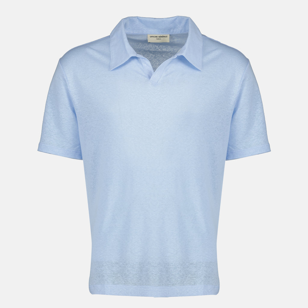 T-shirts Polo Garment in Lino Blu Chiaro Officine Générale Bleu Homme
