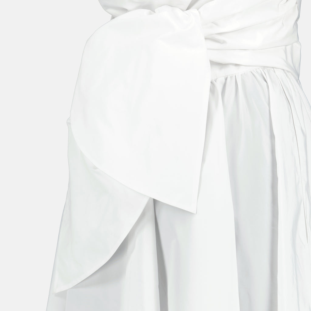 Robes Vestido Branco Drapado em Faille Reciclado Patou Blanc Femme