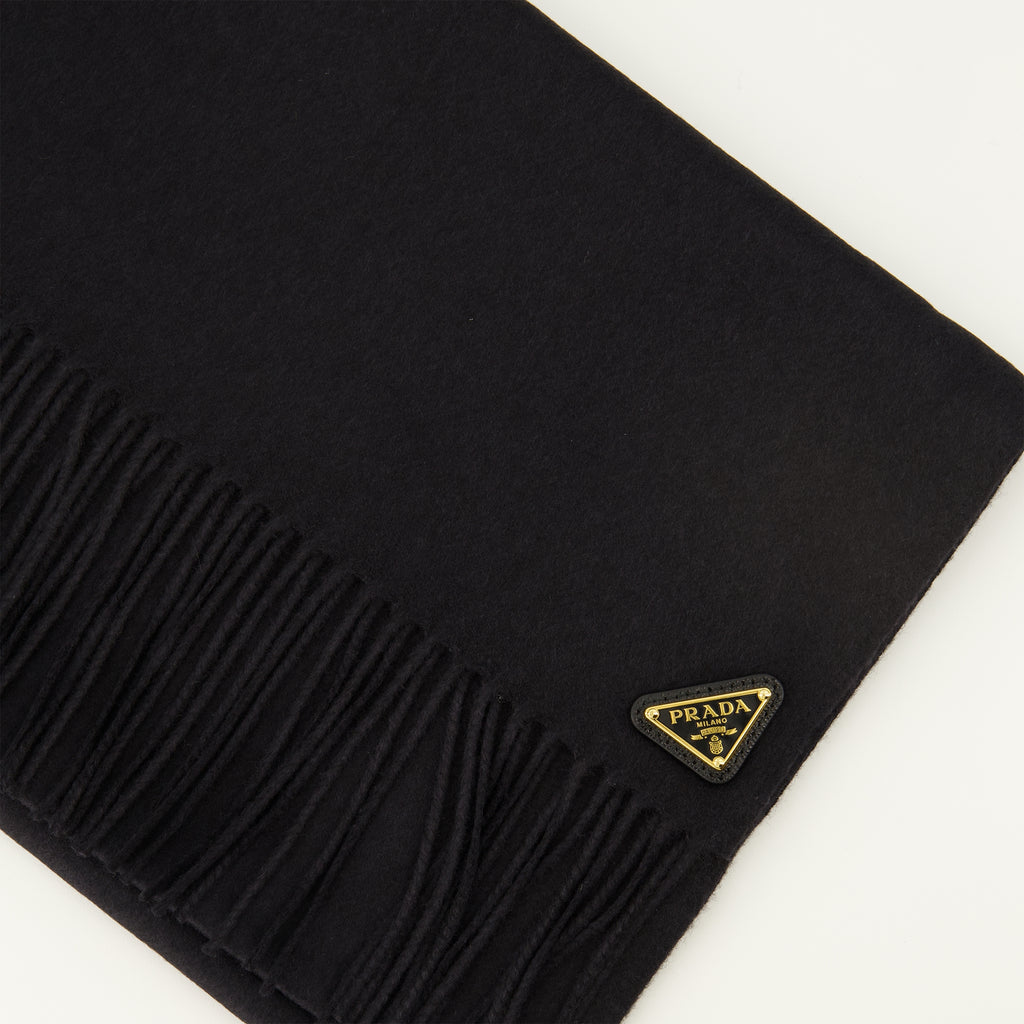 Image of the item Black Silk and Cashmere Scarf by Prada for Women - Autumn-Winter 2025 - Detailed View_3