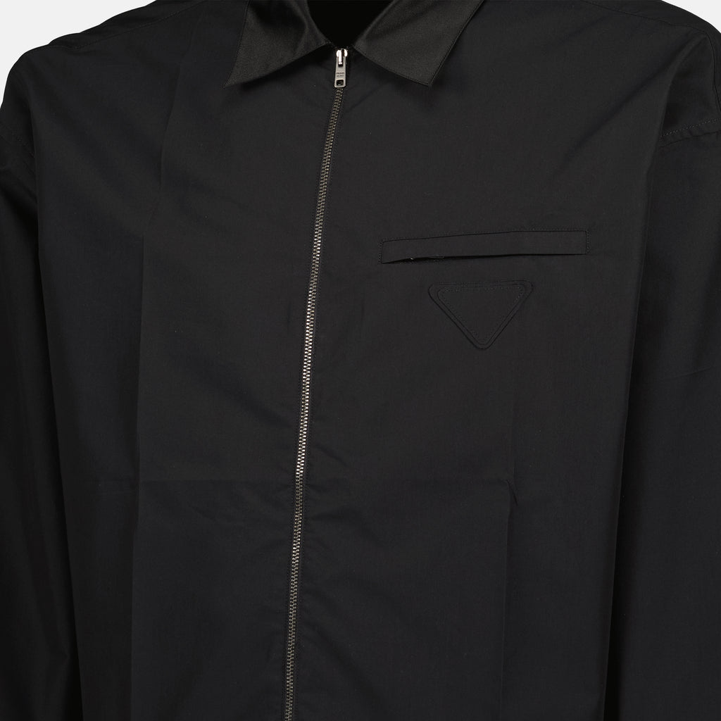 Jaquetas Camisa de Algodão Técnica Prada Preto Homme