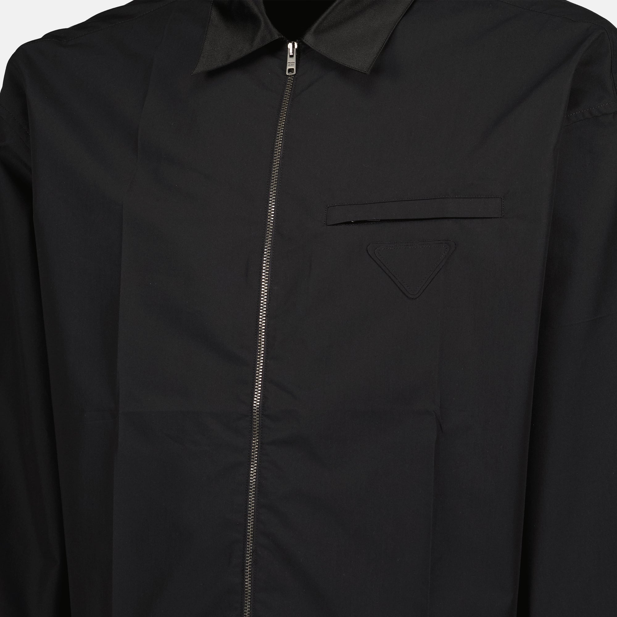 Jaquetas Camisa de Algodão Técnica Prada Preto Homme