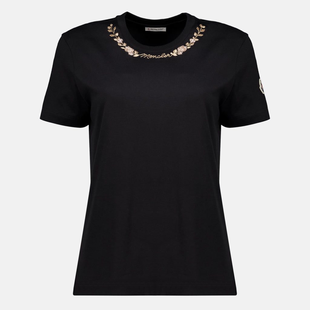 T-shirts T-shirt de Algodão Preta Moncler Noir Femme