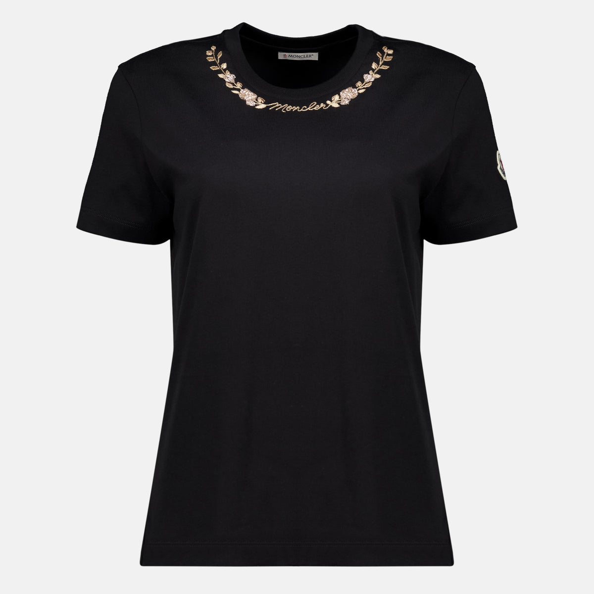T-shirts T-shirt de Algodão Preta Moncler Noir Femme