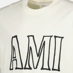 Image de l'article T-shirt imprimé blanc de la marque Ami PARIS pour Unisex - Saison Printemps-Été 2026 - Vue détaillée_1