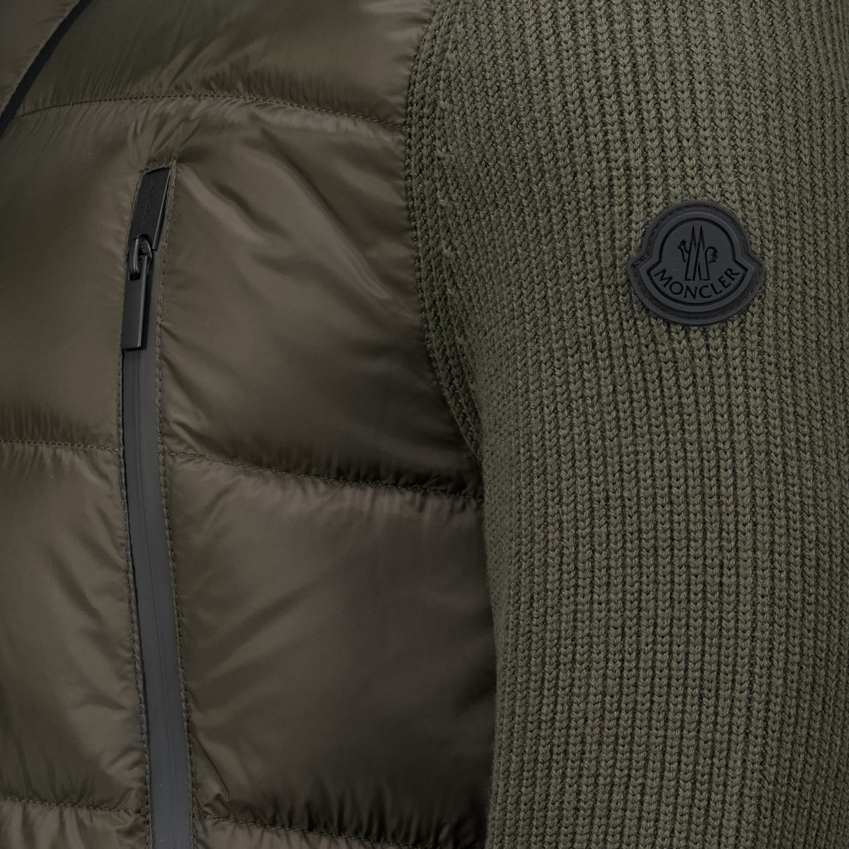 Vestes 黒の二素材カーディガン Moncler Kaki Homme