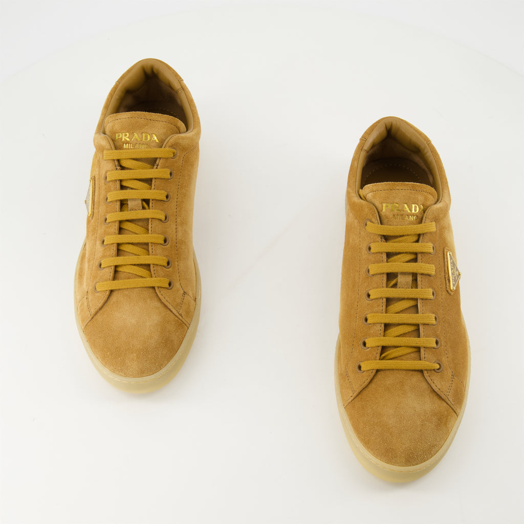 Sneakers Downtown Suede Sneakers Prada Brown Homme