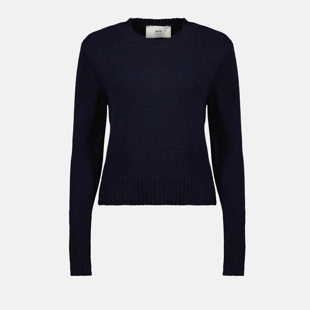 Strickwaren AMI Herz Pullover Ami PARIS Dunkelblau Femme