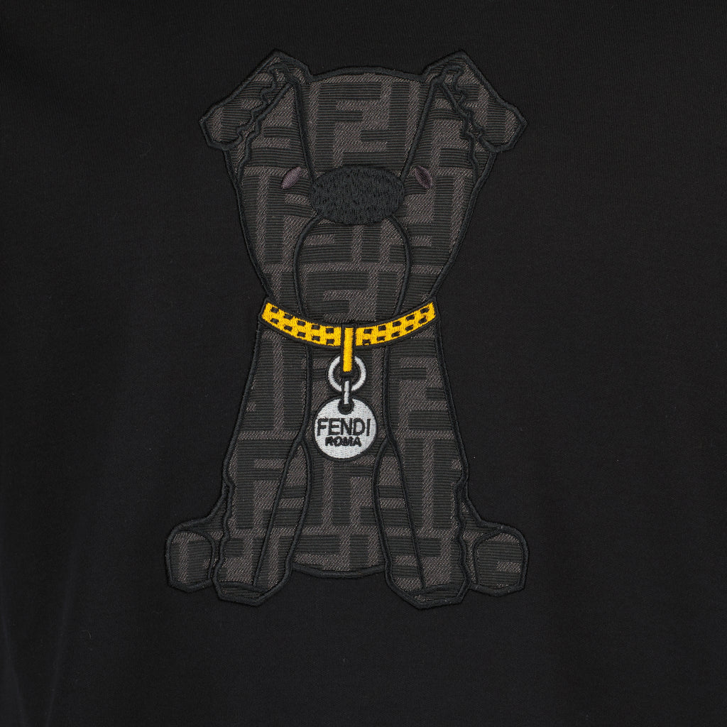 T-shirts Black Printed Cotton T-Shirt Fendi Noir Homme