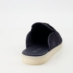 Chaussures ouvertes Mules en cuir velours Prada Bleu foncé Homme