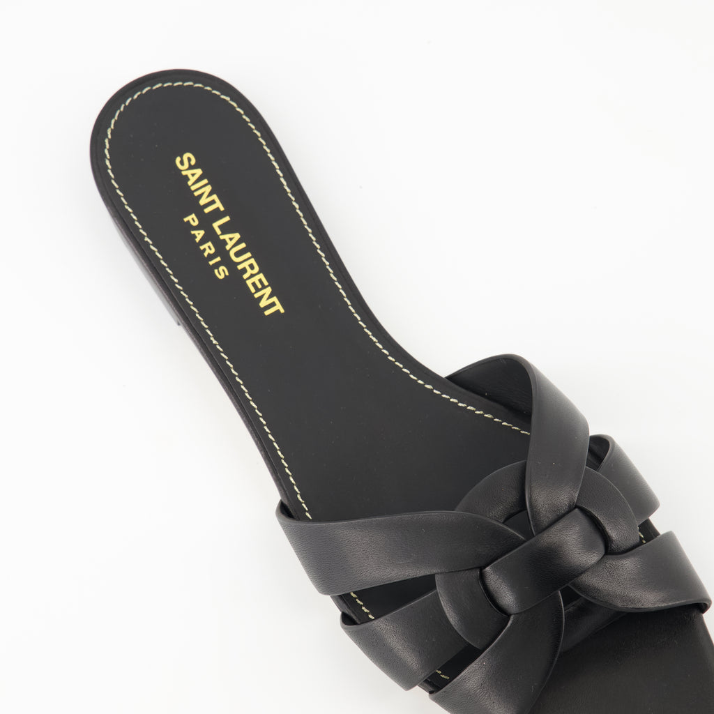 オープントゥシューズ トリビュートミュール Saint Laurent 黒 Femme