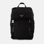 Mochilas Mochila de Couro Saffiano e Re-Nylon Prada Preto Homme