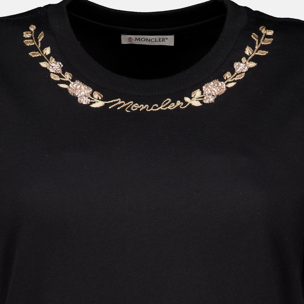 T-shirts T-shirt de Algodão Preta Moncler Noir Femme