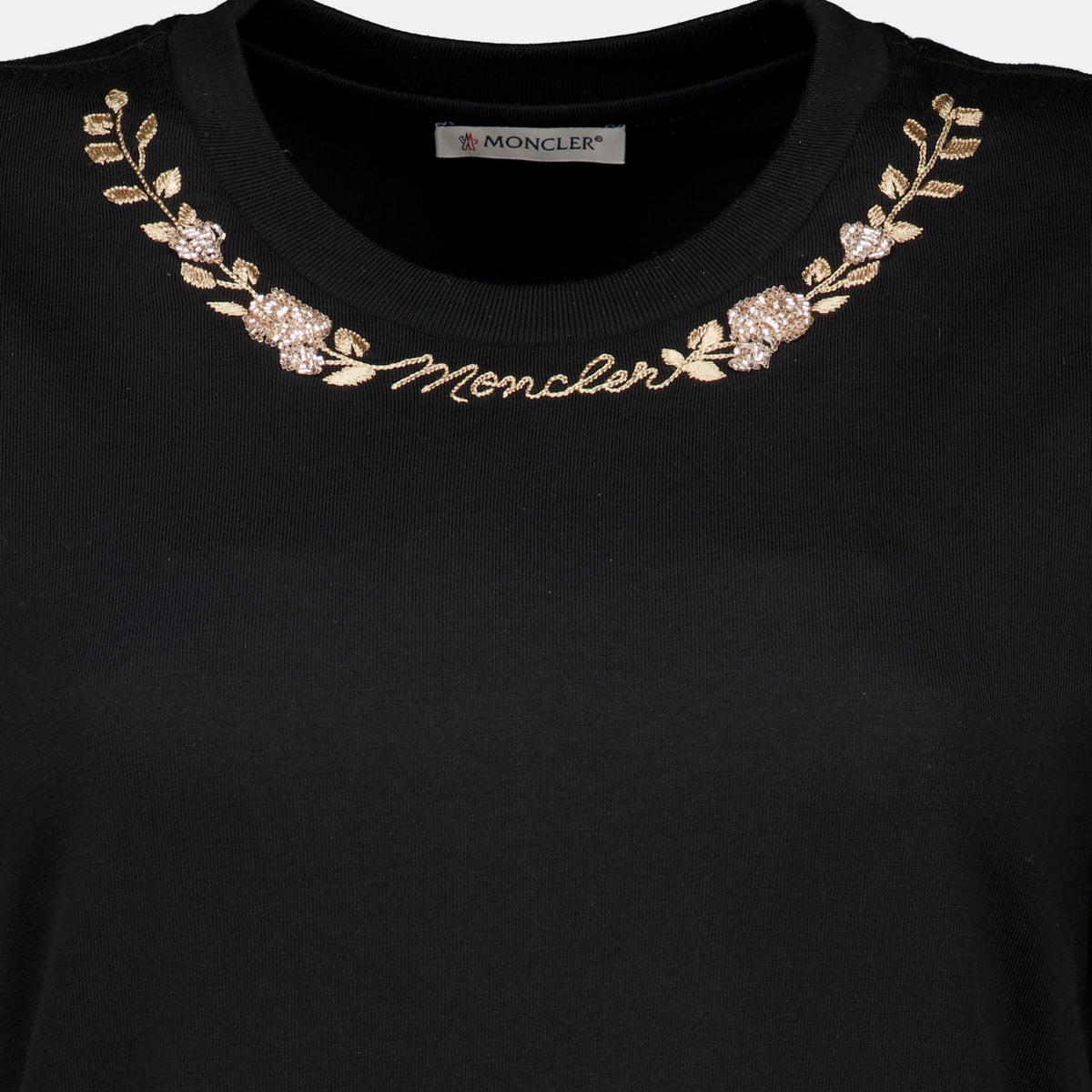 T-shirts T-shirt de Algodão Preta Moncler Noir Femme