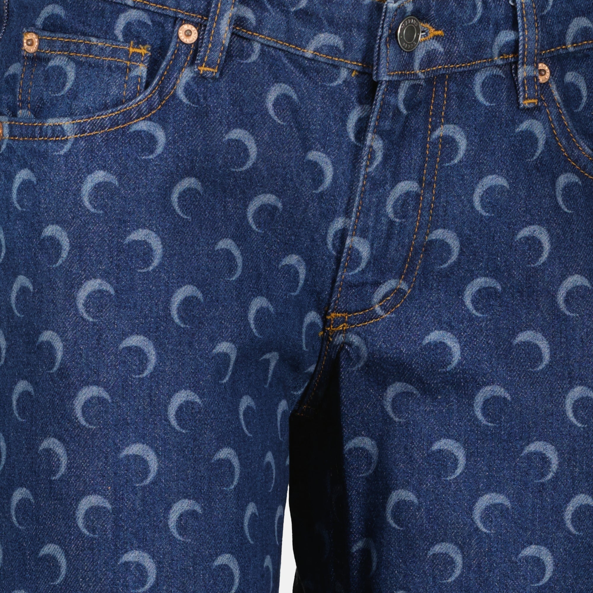 Pantalons Jeans Denim Moon in Blu Marine Serre Bleu Femme