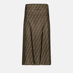 スカート FFシルクスカート Fendi 茶色 Femme