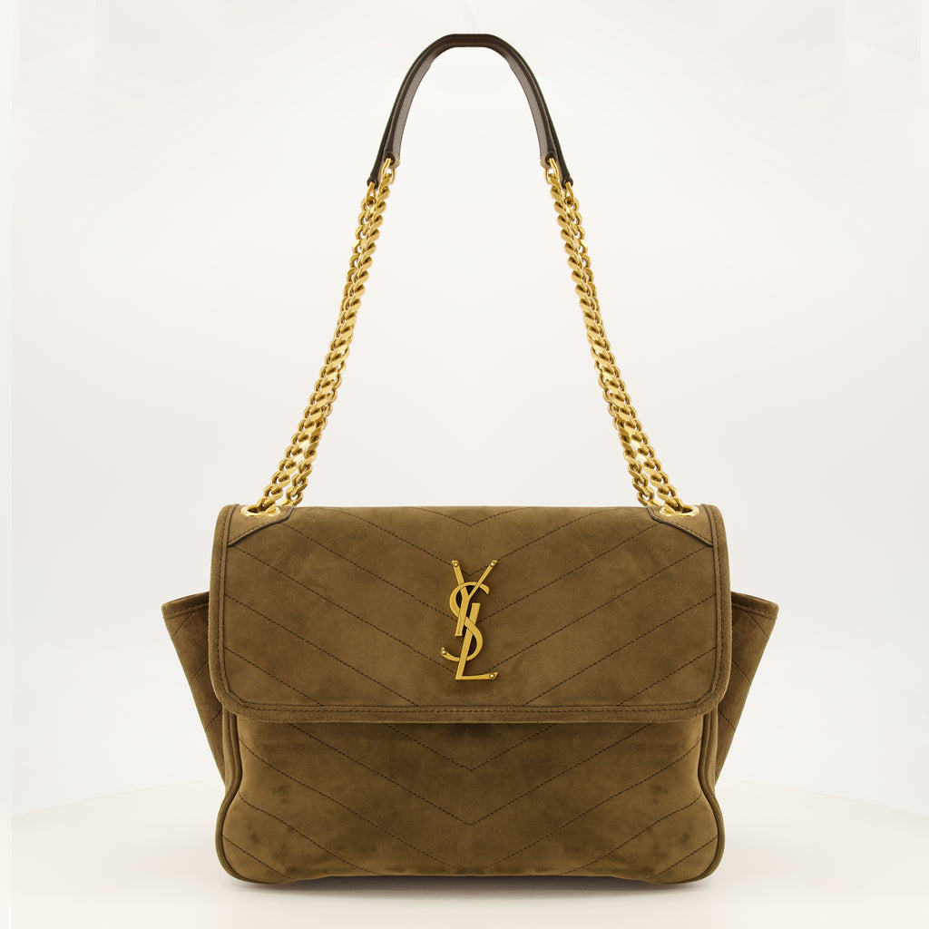 Sacs à main et épaule Borsa in Camoscio Niki Tripouch in Khaki Saint Laurent Kaki Femme