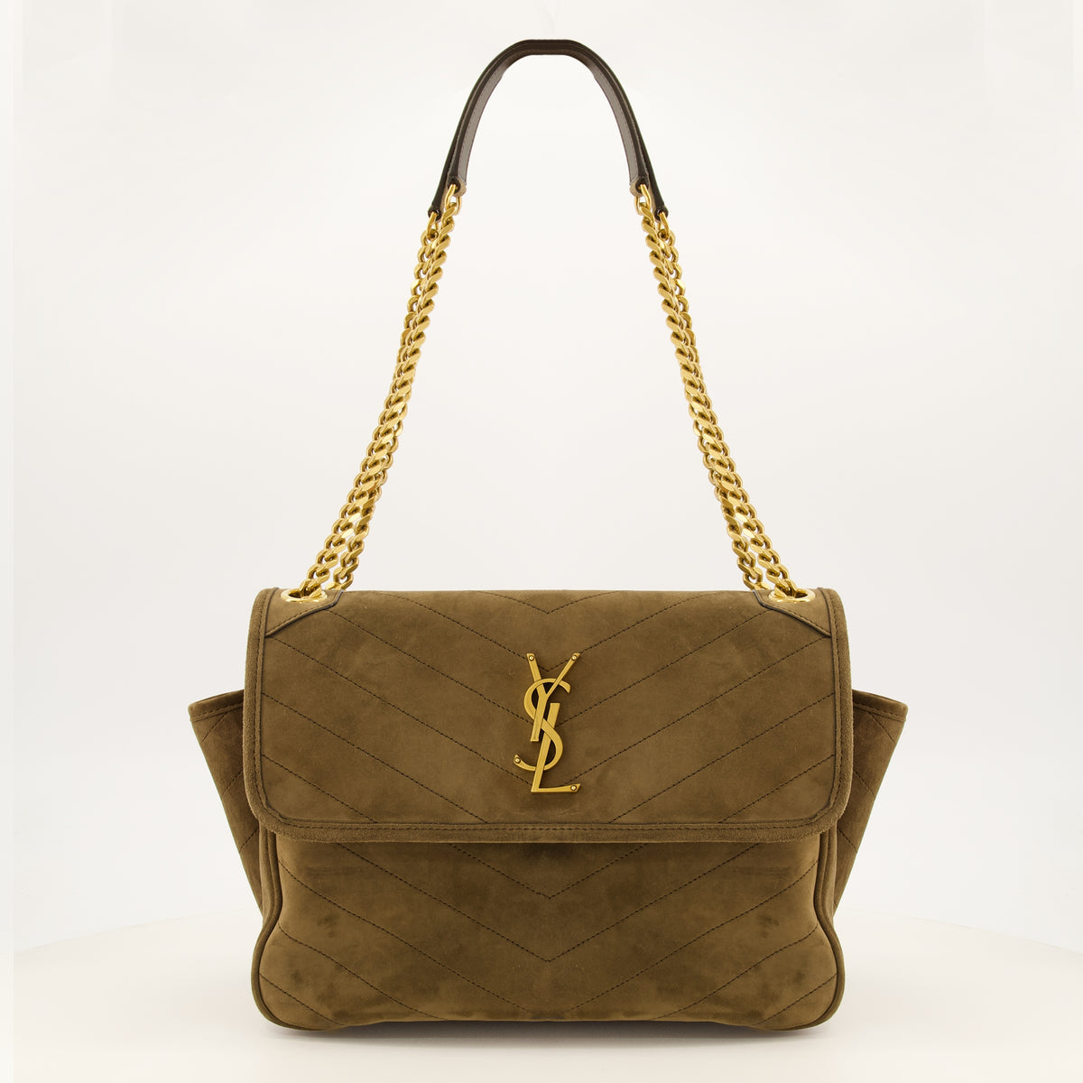 Sacs à main et épaule Borsa in Camoscio Niki Tripouch in Khaki Saint Laurent Kaki Femme