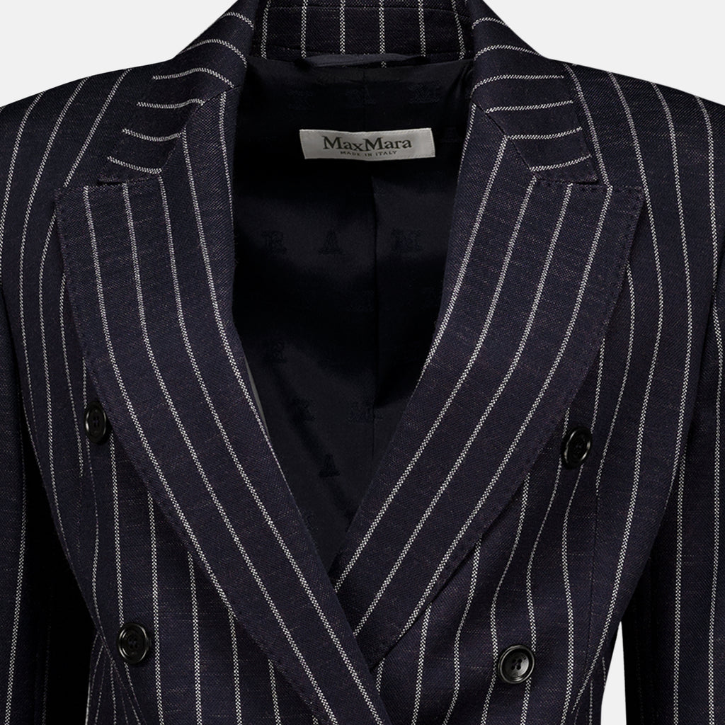 Vestes Blazer en laine à rayures bleu marine Max Mara Bleu foncé Femme