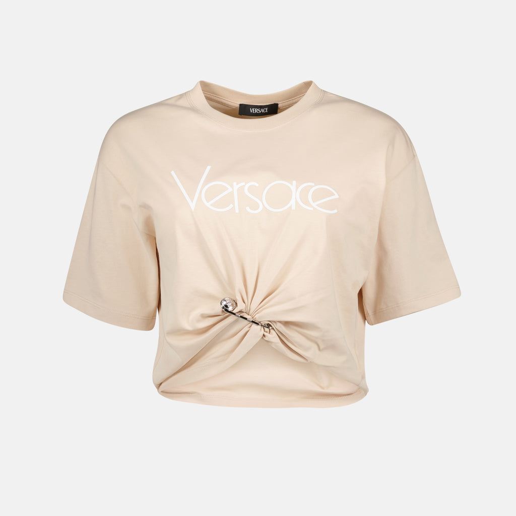 T-Shirts Safety Pin Crop T-Shirt Versace Beige Femme