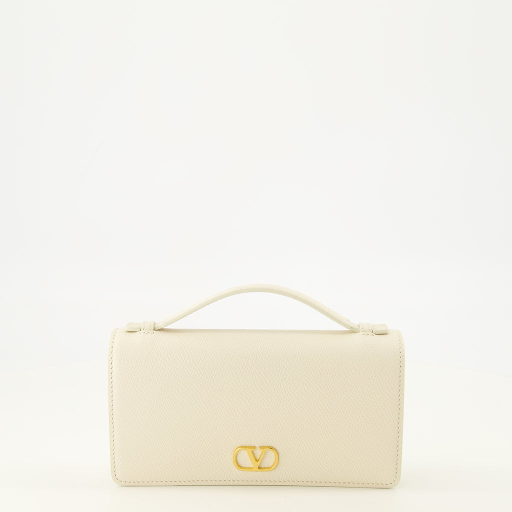 Petite maroquinerie VLogo Chain Wallet in White Leather Valentino Garavani Blanc Femme