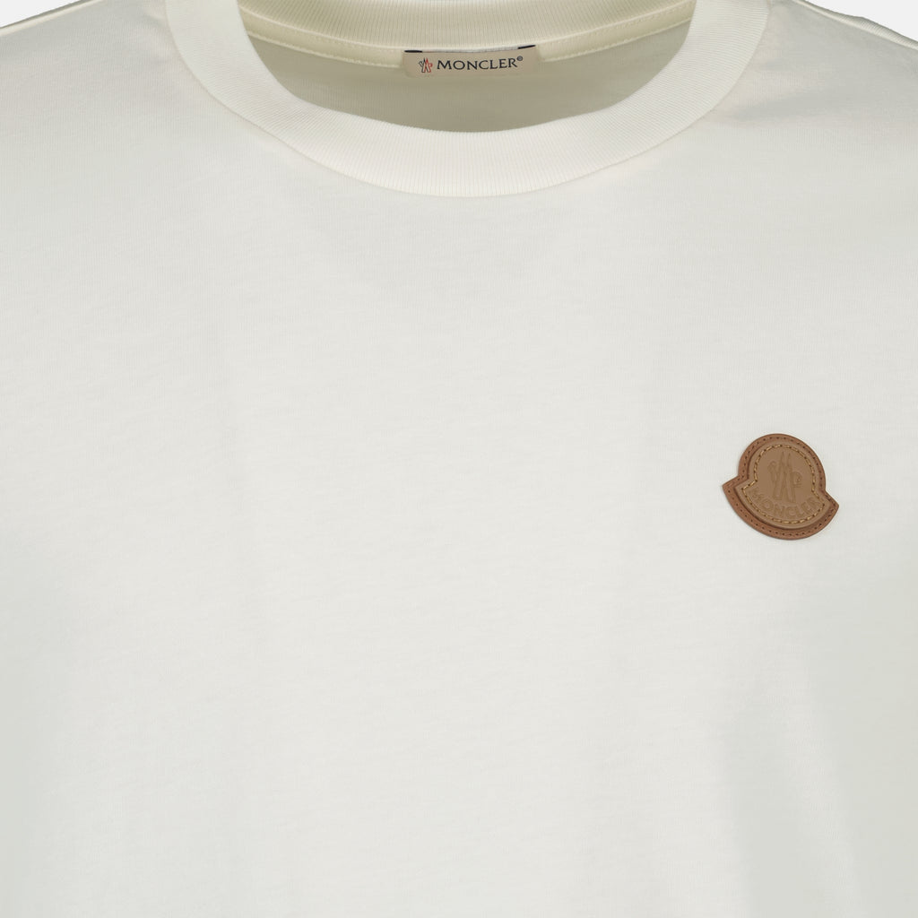 Image de l'article T-shirt à logo en cuir de la marque Moncler pour Homme - Saison Automne-Hiver 2025 - Vue détaillée_5